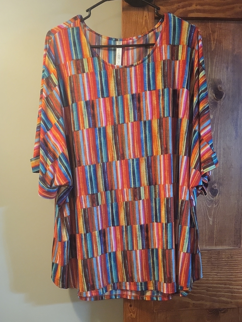 Dear Scarlett Multicolor Striped Tunic Top - Bright Rainbow Stripes